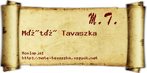 Máté Tavaszka névjegykártya